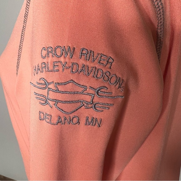 HARLEY DAVIDSON Performance Long Sleeve Half Zip Shirt Top Orange Women's XL - Picture 9 of 16